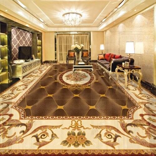 European Style Floor Wallpaper 3D Marble Pattern Mural Living Room Hotel Kitchen PVC Self-Adhesive Waterproof 3D Floor Stickers