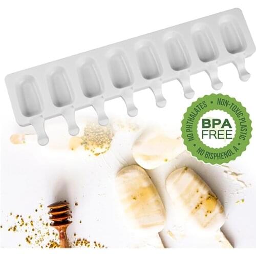 8 Cavity Ice Cream Mold Makers Silicone Thick material DIY Molds Ice Cube Moulds Dessert Molds Tray With Popsicle