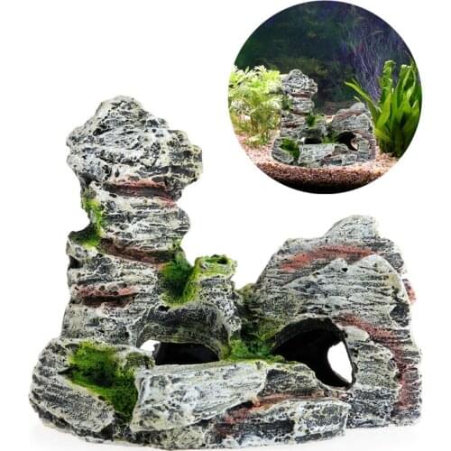 Mountain View Aquarium Rock Cave Tree Bridge Fish Tank Ornament Decoration Decor -Y102