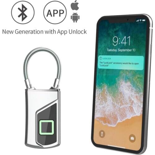 Bluetooth Fingerprint Padlock Smart Gym Locker Biometric Locks Small Touch Biometric Outdoor Waterproof Thumbprint Lock ZW06