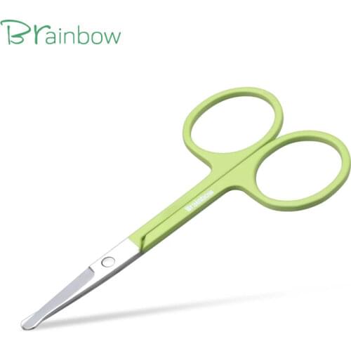 Brainbow 1pc Rounded Nose Hair Scissors Stainless Steel Small Makeup Scissors Eyebrow Eye Lashes Safe Epilator Face Hair Remover