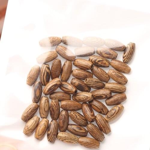 Natural wooden beads loose beads DIY handmade 10mm rice-shaped wooden beads