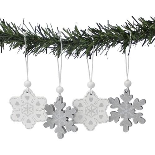 Wooden Crafts Christmas Tree Decoration Snowflake With Rope Pendant Home DIY Handmade Wood Chip Decoration Home