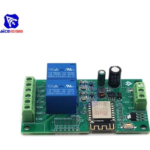 Diymore ESP8266 ESP-12F WiFi AC 250V / DC 30V 2 Channel Relay Module Wireless Development Board for Arduino Smart Home