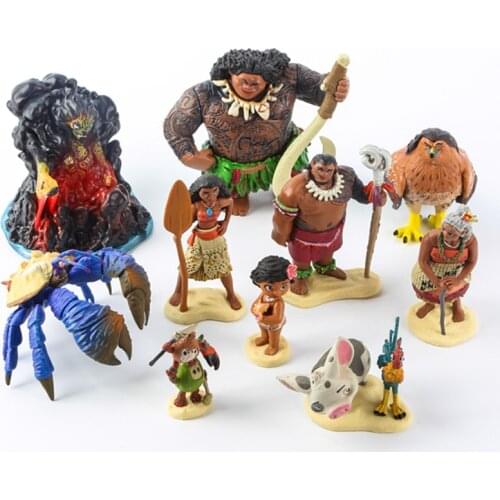 Disney Movie Vaiana Action Figure Dolls Toy Demigod Maui Moana Waialiki Heihei Chief Tui Sina Tala Model Toy For Kids Xmas Gifts