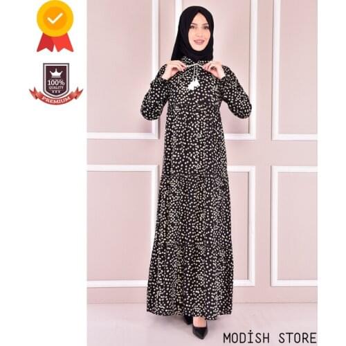 Figured Cotton Fabric Black Dresses For Women Kaftan Abaya Muslim Dress Women Hijab Set Turkey Muslim Robe Khimar Djellaba