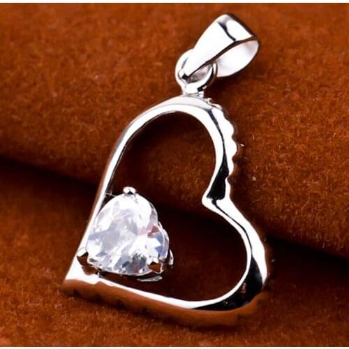 GND0039 New 925 Sterling Silver Lovely Sweet Beauty Luxury Heart Crystal Necklaces Pendants , Jewelry Gift For Women