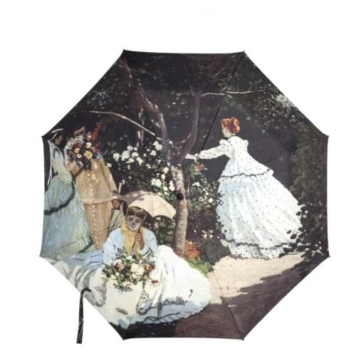JESSE KAMM fully automatic 210T triple folding umbrella van gogh painting umbrella craft umbrella garden woman