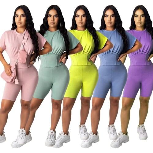 Summer Sportwear Two Piece Set Lounge Wear Crop Top+short Pants Suit Fashion Loose Summer Fitness Matching Set Clothes