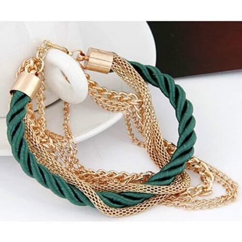 Fashion Jewelry Luxury Hand-woven Rope Multi-layer Bracelet Metal Chain Rope Chain Decorative Bracelet Female Elegant Bracelet