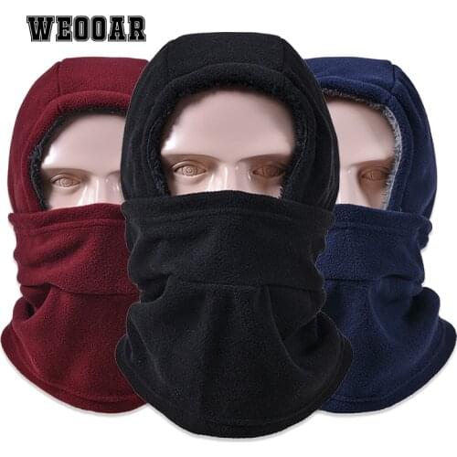 WEOOAR Mens Balaclava Cap Winter Beanie Hats for Women 2021 Polar Fleece Warm Windproof Hood Motorcycle Tactical Ski Mask MZ215