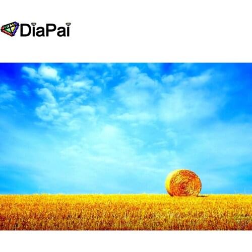 DIAPAI Diamond Painting "bleu ciel riz champ" DIY 5D Diamond Embroidery Sale Full Set Rhinestone Cross Stitch Home Decor A25464