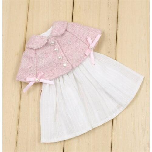 Outfits for ICY DBS Blyth doll White dress with pink Mantle suit for 1/6 BJD OB24 ANIME GIRL