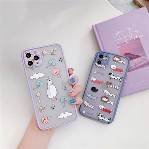 New 6S 7 8 Plus Case 11 Case for IPhone 11 Pro Max X XS Max XR SE Cute Cartoon Cat Transparent Soft TPU Bumper Back Cover Coque