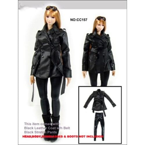 1:6 figure clothes Womens leather suit coat + pants for 12" action figure doll accessories,without doll and shoes A0617