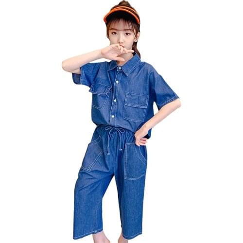 Teen Girls Clothing Solid Jacket + Pants Girls Clothing Summer Costume For Girl Casual Style Childrens Tracksuit 6 8 10 12 14