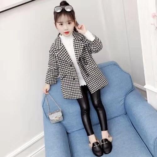2019 Baby Toddler Girl Coats Autumn Winter Warm Girls Jackets Outwear Children Outerwear 3T-13 Wear Plaid Woolen Clothes Girls