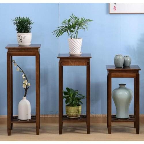 Chinese flower stand rack bamboo flower pot rack living room green flower shelf indoor floor flower table retro