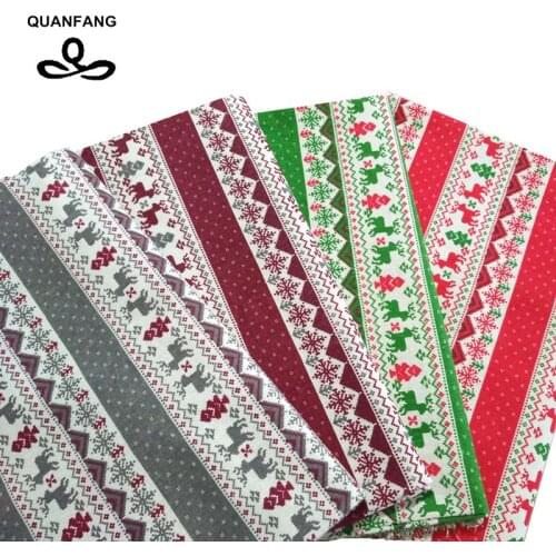 QUANFANG Christmas Series Printed Cotton Linen Fabric For DIY Quilting Sewing Sofa Table Cloth,Curtain,Bag,Cushion Material