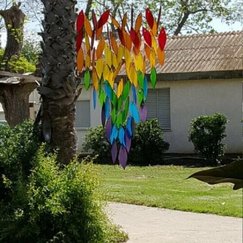 Rainbow Wind Chimes Outdoor Maple Leaf Wind Chimes Landscape Gardening Garden Wind Chimes Outside Decoration Yard Garden