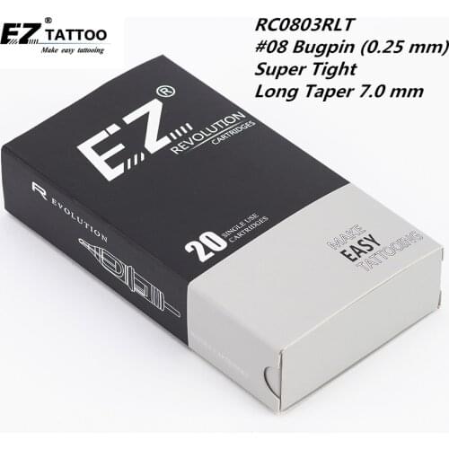 RC0803RLT EZ Revolution Tattoo Cartridge Needles Round Liner #08 Bugpin Super Tight X Taper for Rotary Tattoo Machine 20PCS/Box