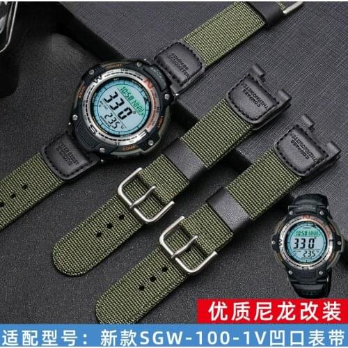 Watch Band for Casio New Polo 3166sgw-200 Sport Climbing Nylon Watchband Army Green Watch Strap