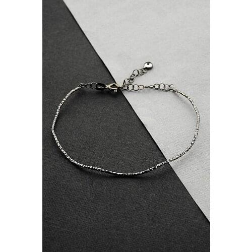 Argentum Concept-Silver Italian Model Pen Black Rodajlı Wire Bangle-B083301