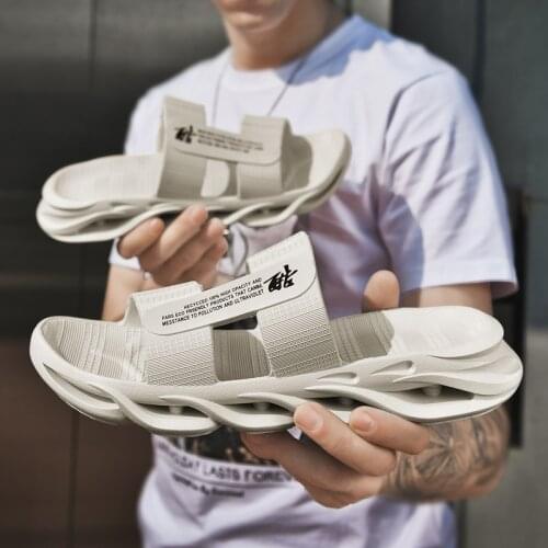 Summer White Chinese Style Mens Slides Flip Flops Platform No-slip Sandals for Men Outdoor Quick Dry Blade Slippers House Man