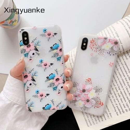 Silicone Flowers Cover For Samsung Galaxy A20S A750 A6 Plus A7 A8 2018 A3 A5 J3 J5 J7 2016 2017 Pro A31 2020 Case
