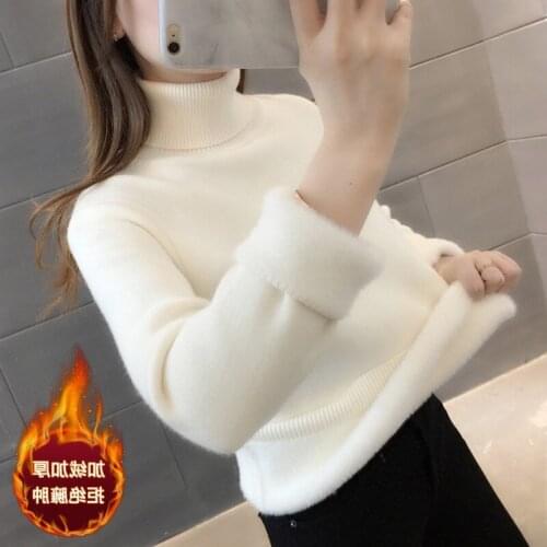 Sweater Womens Pullover Turtleneck 2021 Fashion Lady Fleece Wool New Hot Style Ladies Winter Warm Woman Clothing LXJ2396