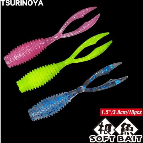 TSURINOYA 46mm 0.5g Ajing Soft Lures Silicone Bait Double Tail UV/Luminous Rockfish Saltwater Freshwater Ultra Soft Jig Tackle