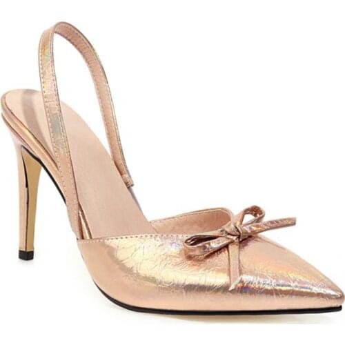 New Style Pointed Toe Thin High Heels Back Buckle Strap Plus Size 40-43 Party Wedding Pumps Shoes Woman