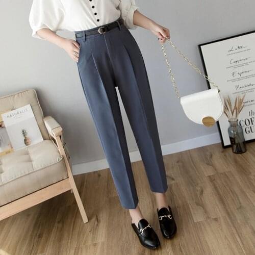 Spring Women Pencil Pants High Waist Ladies Office Trousers Formal Female Korean Slim Cigarette Pants Belted Pantalones Mujer