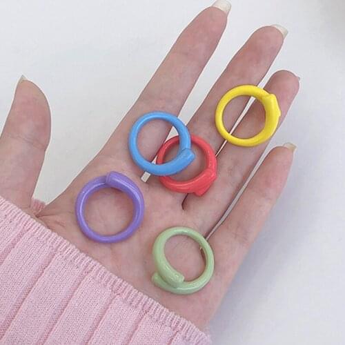 Y2K Jewelry Candy Color Geometric Rings For Women Metal Cute Harajuku Vintage Rings Charms 90s Aesthetic Wholesale 2021 Gifts