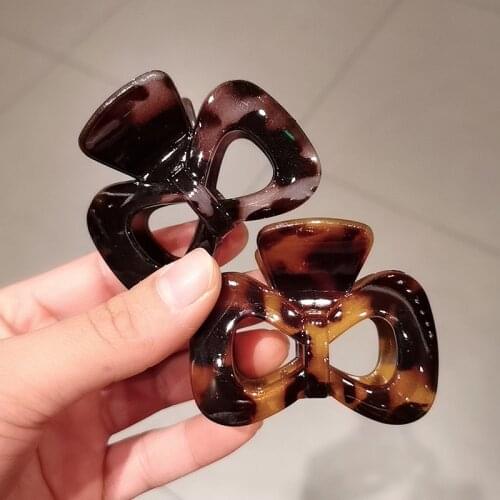 2021 Simple large medium leopard print amber temperament bow tie hairpin hollow square Barrettes Women girl Hair Accessories