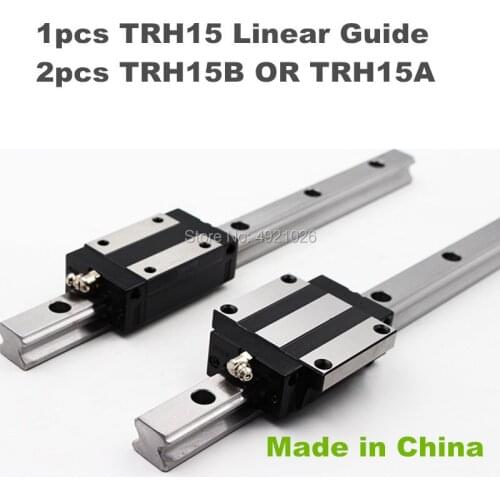 1pc 15mm Square Linear Guide Rail TRH15 650mm-1050mm &2pcs TRH15B or TRH15A carriages Square Slider Block for CNC Router Milling