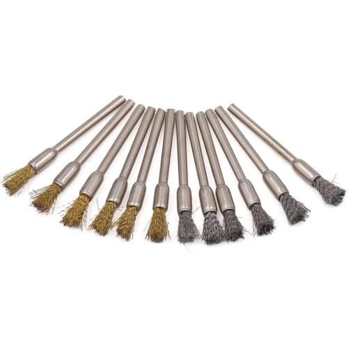 100pcs Brass Steel Wire Wheel Brushes Die Grinder Rotary Tool Electric Tool For Dremel Accessories Abrasive Tools Shank 3.0mm