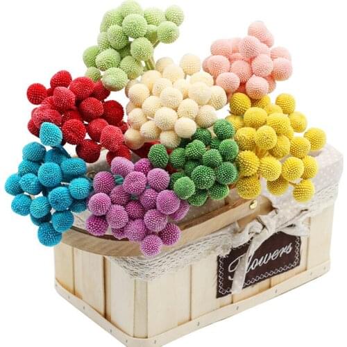 20pcs Natural Dried Flowers Bouquet Strawberries Golden Ball Primary Wheat Ramago Yellow Real Plants For Wedding Home Decor