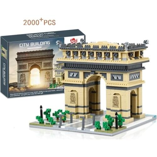 2000pcs Luxury Mini Blocks World Creative Architecture France Triumphal Arch DIY Building Diamond Bricks Toy for Kids Gift 8004