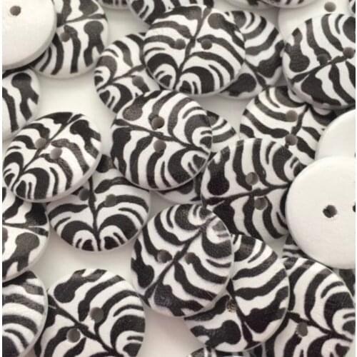 50pcs 18mm Wood Round 2 Holes Zebra Pattern Painted Buttons Sewing Scrapbooking Decorative Crafts DROP SHIPPING