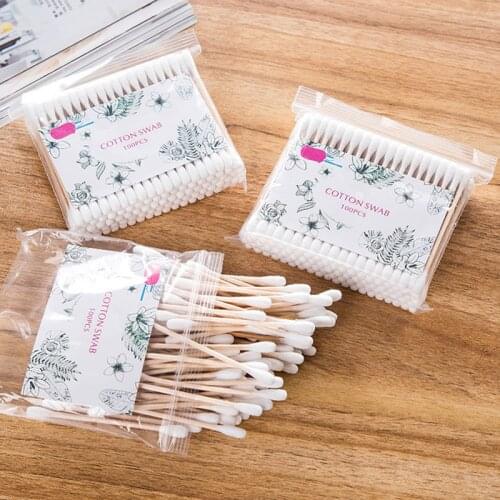 500pcs Natrual Double Head Cotton Swab Women Makeup Cotton Buds Tip New Wood Sticks Nose Ears Cleaning Health Care Tools M0008