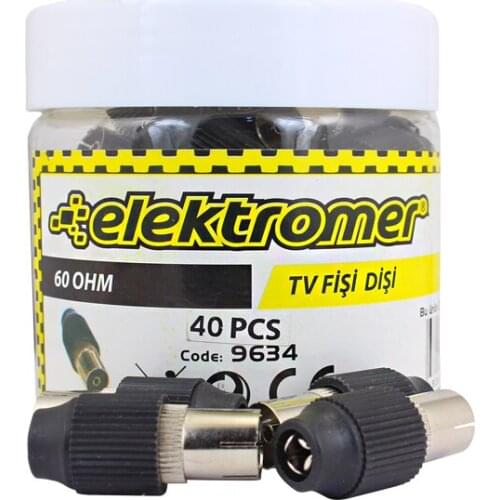 60 OHM ANTENNA TV PLUG IMPORTED FEMALE BLACK (100 PCS)