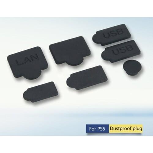 7pcs Silicone Dust Plugs Set USB Interface Anti-dust Cover HDMI-compatible Dustproof Plugs for PS5 Game Console
