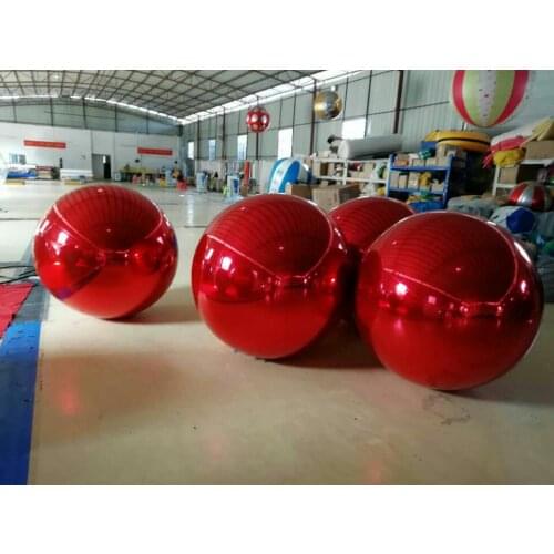 Promotion 0.8M Red Inflatable Mirror Ball / Inflatable Advertising Ball For Christmas Decoration