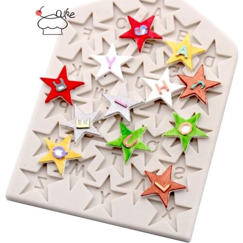 Aouke Alphabet Star Shaped Silicone Mold DIY Epoxy Chocolate Mold Cake Baking Decoration Alphanumeric Silicone Mold