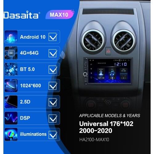 Dasaita for Nissan Toyota Car 7" IPS Screen 2 din android 10 Universal Car Radio Multimedia Player Touch Screen Nav GPS Headunit