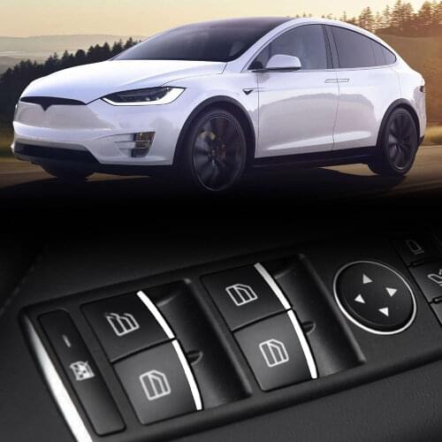 Car Styling 7Pcs/Set for Tesla Model S 2014 - 2020 Door Window Lift Button Stickers ABS Chrome Trim Cover Accessories Jameo Auto