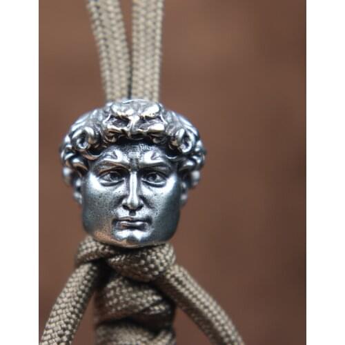 David Head Figures Paracord Beads Lanyard Pendant Brass Outdoor EDC Tool Flashlight Woven Umbrella Rope Hangings DIY Accessories