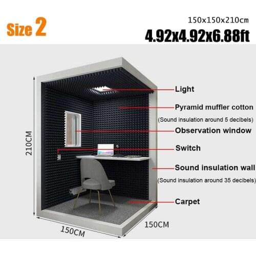 【Global Delivery】5'* 5' Polyester Fiber Panel sound-proof Vocal Booth room Modular Detachable host studio Vocal Booth