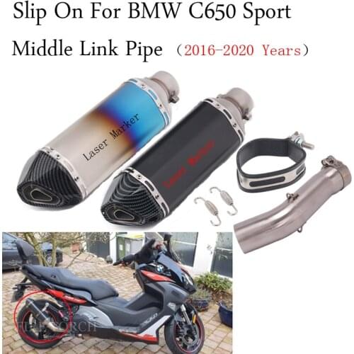 Motorcycle Exhaust Escape Silencer Modified Slip On Stainless Steel DB Killer Middle Link Pipe For BMW C650 Sport 2016 - 2020